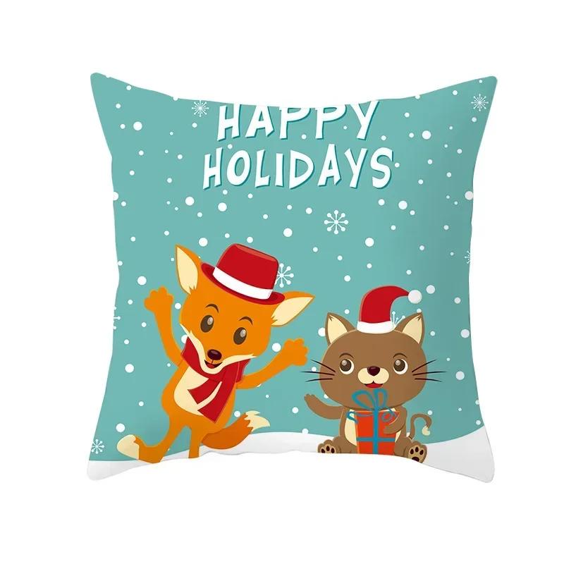 Polyester Fiber Green Series Christmas 2024 Pillow Cover Sofa Cushion Home Decorative Pillows Cover
