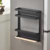 Household MultiFunctional Folding Magnet Refrigerator Rack Hanging Storage Rack (Black)