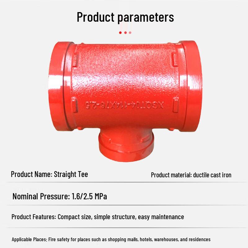 Miling Fire Grooved Ductile Iron Tee Pipe Connector