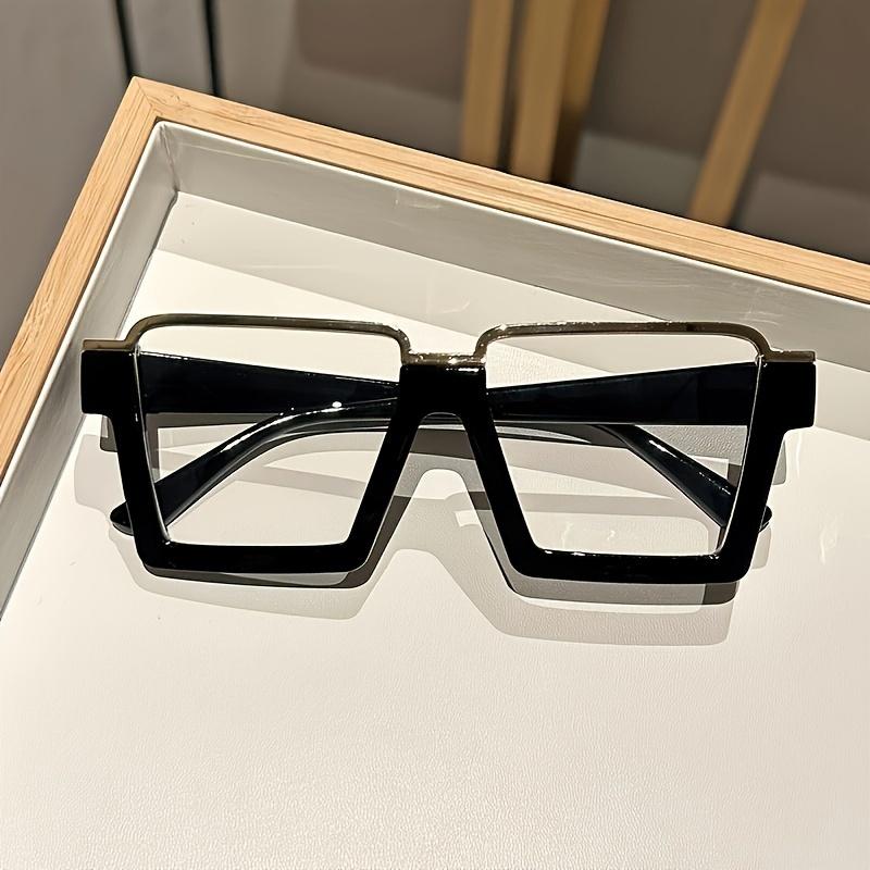 

Шикарные квадратные очки карамельного цвета для женщин — прочная пластиковая и металлическая оправа, прозрачные линзы, блокирующие синий свет, идеально подходят для вечеринок чёрный