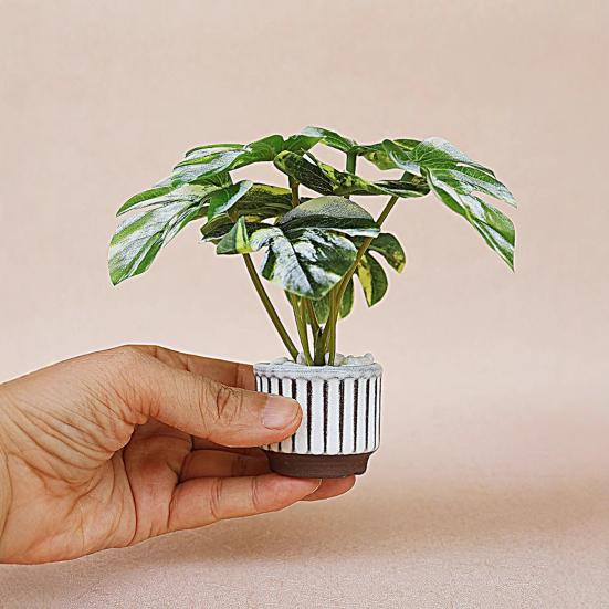 Mini Topf-Monstera Puppenhaus-Pflanze 1:6 Maßstab Miniatur Monstera Pflanzenmodell für Puppen Wohnzimmer Schlafzimmer Dekoration