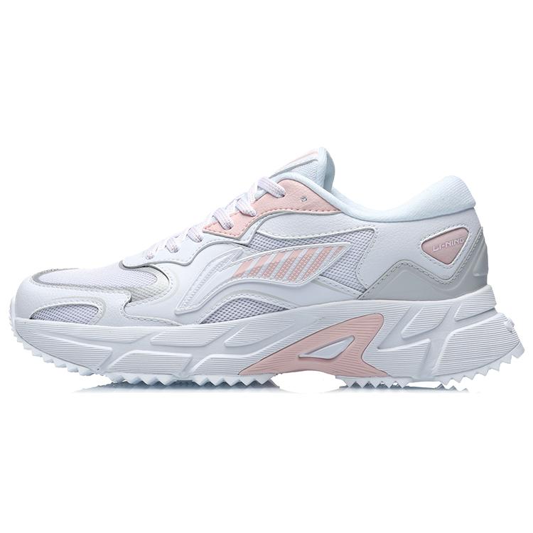New LiNing Cushioned Anti Slip Wear Resistant Breathable Lightweight Low Top Sprint Running Shoes Women's White ARLR004-3