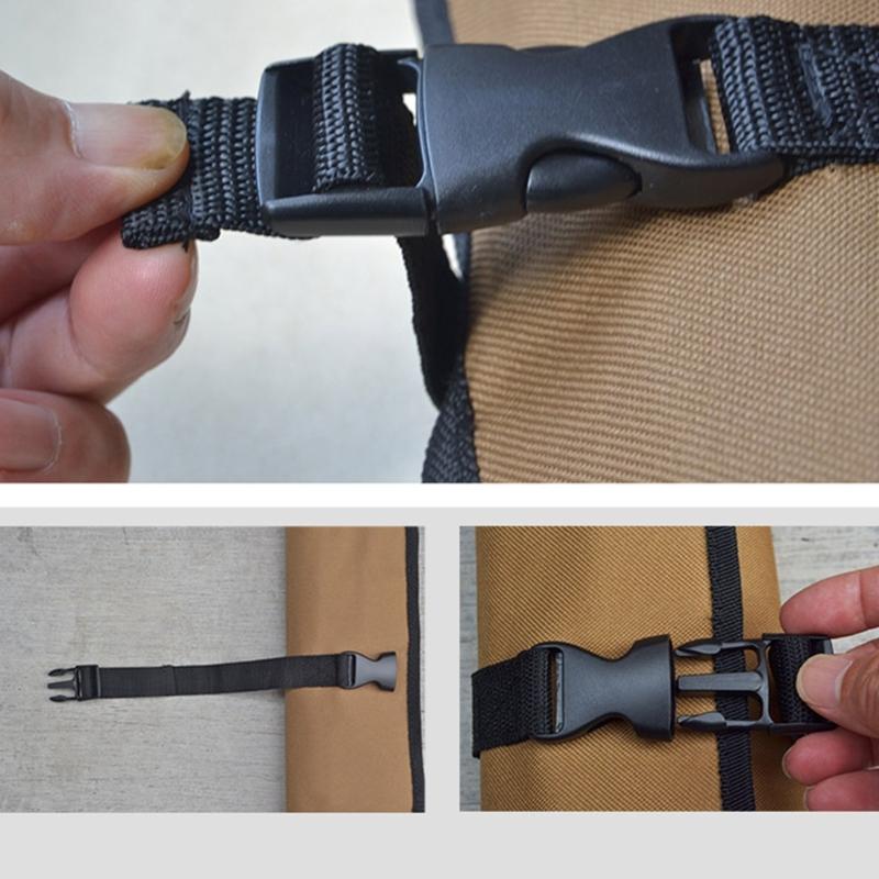 Multi Pocket Foldable Tool Storage Bag With Secure Straps Truck Tool Roll Bag For Wrenches Hammer And Camping Gear