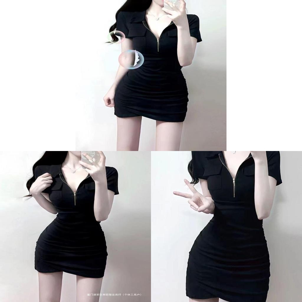 Dress Knit Fabric Slim Fit Short Sleeve Polo Neck Retro Style For Summer Fashion