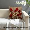 Double Sided Vintage 2D Red Poppy Flower Pillow Cover Rustic Oil Painting Floral Print Soft Throw Pillow Case For Home Decor