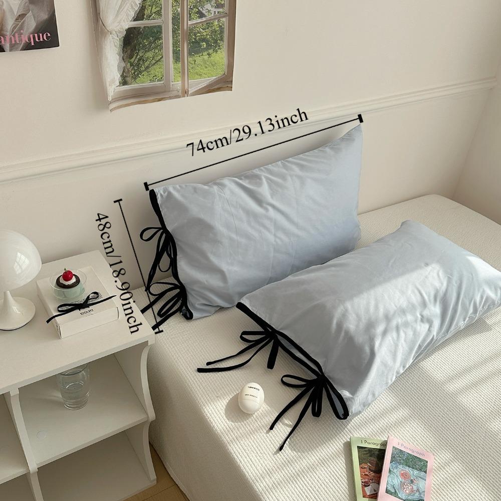 2PCS Soft Bow Pillow Cover Nordic Style Pillow Case Comfortable Cushion Covers  Girls Bedding