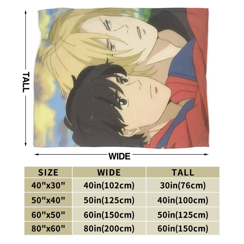 Banana Fish Anime Print Blanket For Men Women Warm Cozy Fluffy Throw Blankets for Couch 50x60 Inches Multiple Sizes
