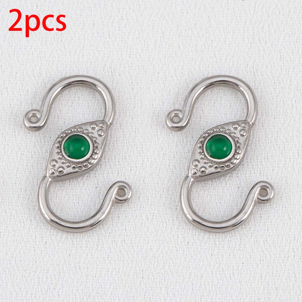 2pcs 6pcs Stainless Steel Natural Stone S Shape Hook Clasps Connectors Jewelry Makings Findings DIY Eye Clasp Jewelry Components