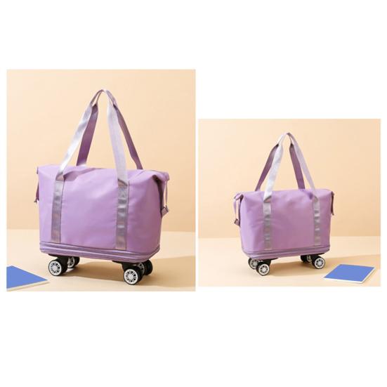 Expandable Rolling Duffle Bag with Wheels Foldable Travel Bag Large Capacity Double Layer Luggage Bag Large Weekend Bag Waterproof Suitcase