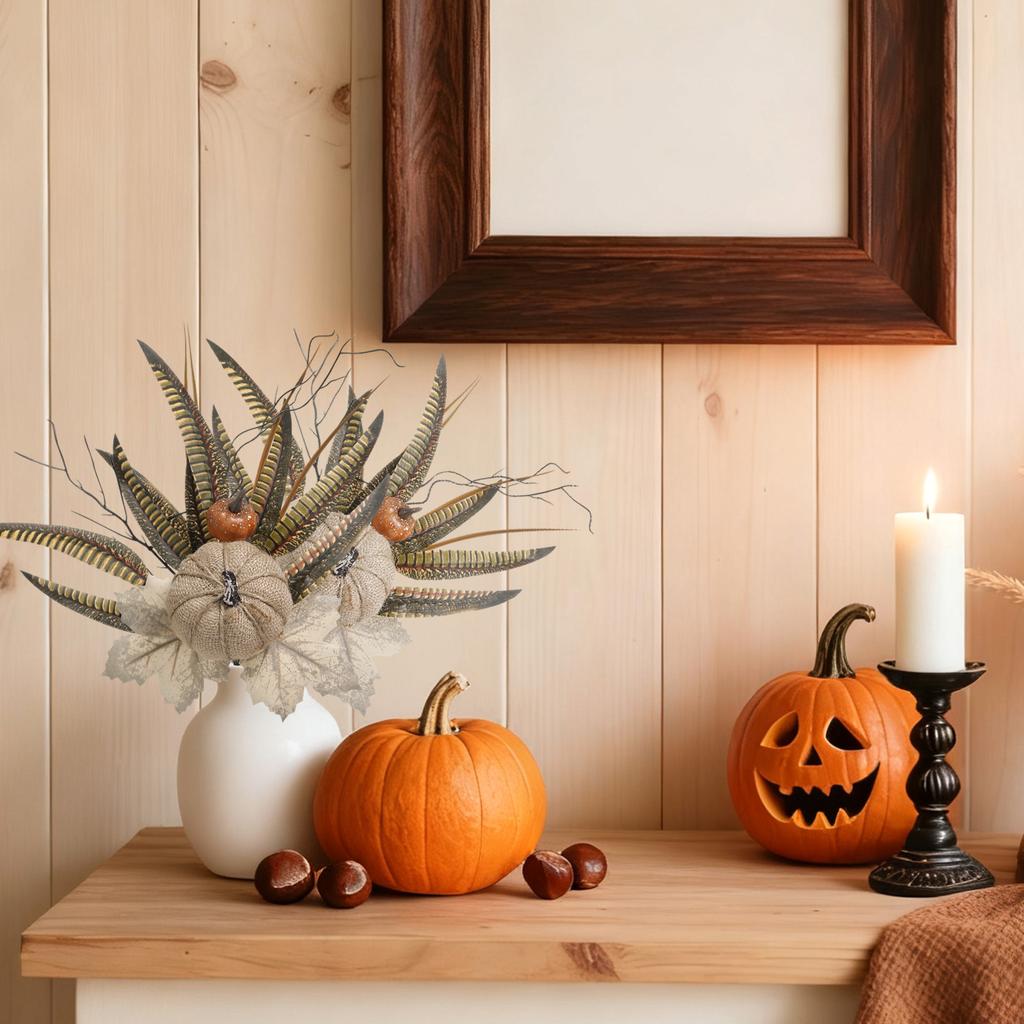 1 Stück Kürbiszweige Kürbis Ahornblatt Deko Zuhause DIY Basteln Ernte Herbstdekoration Künstliches Ahornblatt Halloween Deko