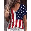 American Flag 3d Print T-shirt Women Fashion V-Neck T-shirts Short Sleeve Tops Tees Loose Casual Tees