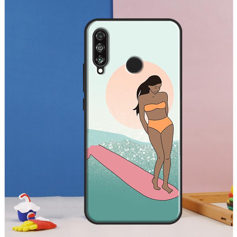 Surfing Art Surf Girl For Huawei Nova 12s 12i 11i 5T Y90 Y70 Y60 Y61 Y91 Y72 9 10 SE P60 Pro P20 P30 P40 Lite Case