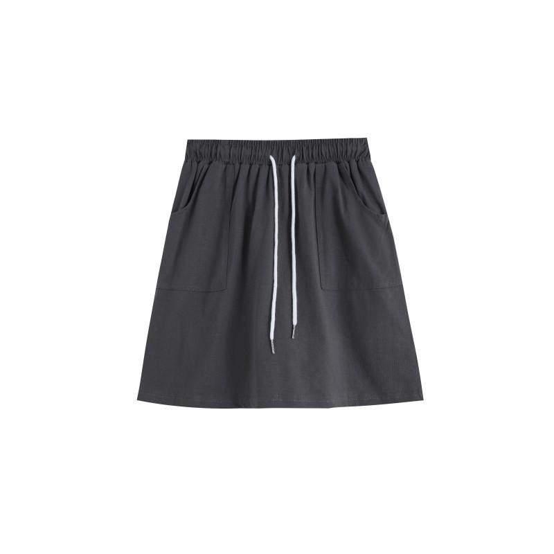 Pure Cotton Lazy Wind Gray Sports Shorts Women's Summer Thin High Waist Thin Versatile Culottes A-shaped Trousers Skirt