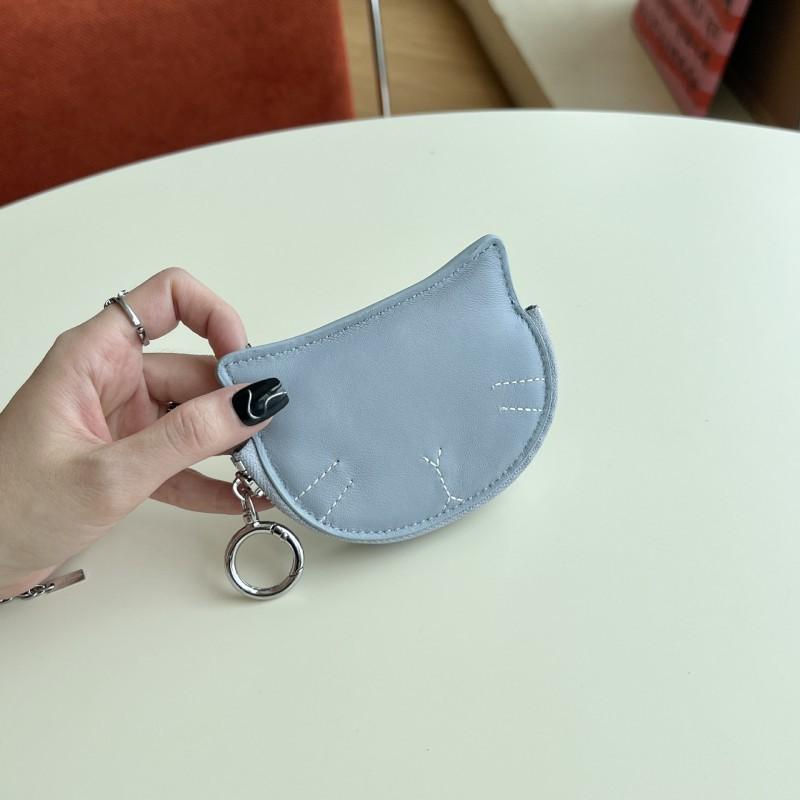Ins Sheepskin Change Purse Soft Cute Retro Small Cat Coin Lipstick Earphone Bag Pendant