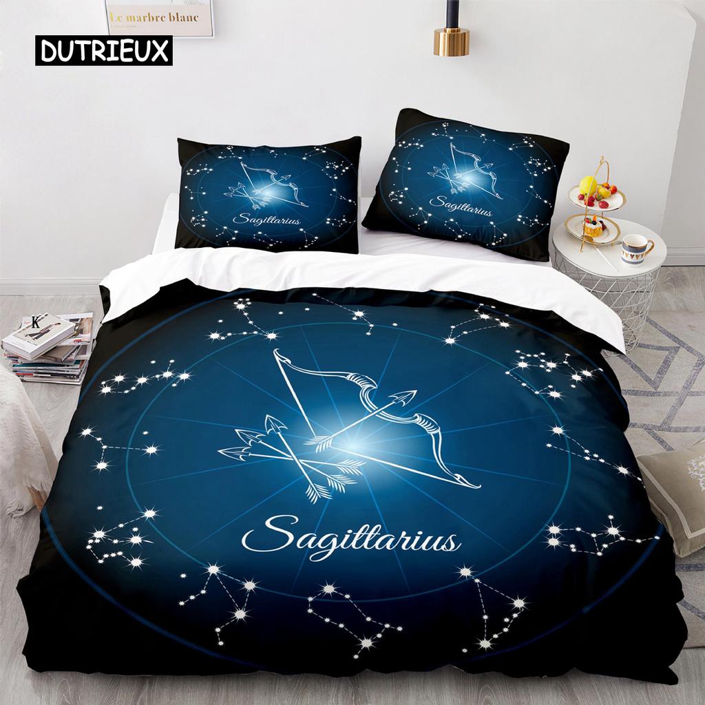 Constellation Duvet Cover Set Aries Galaxy Theme 2/3pcs Twin Bedding Set King Size Polyester Quilt Cover for Constellation Lover