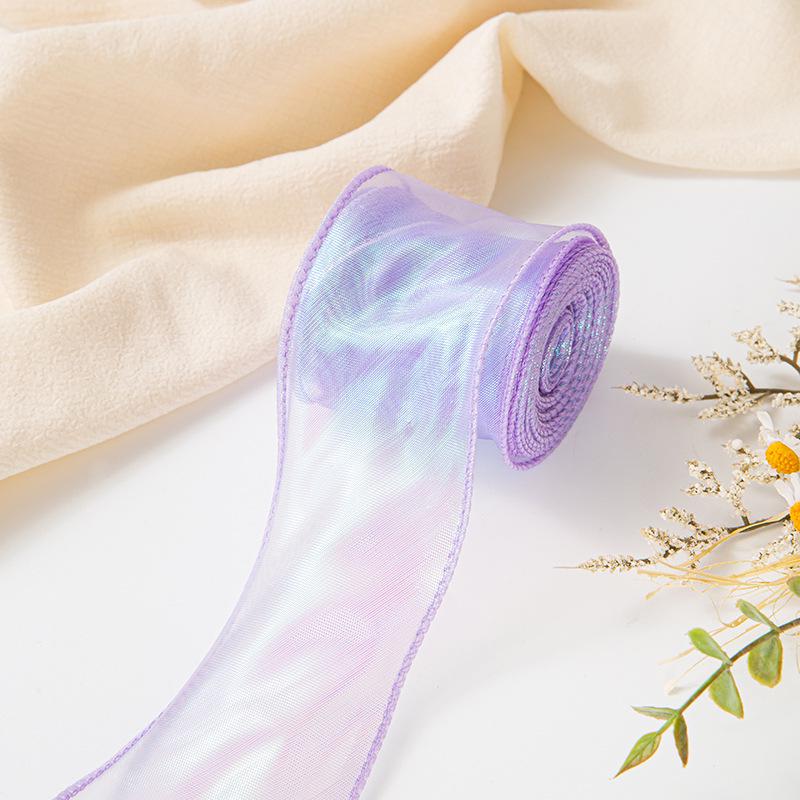 6cm Iridescent Fish Tail Ribbon for Cake Wraps, Bouquets, Gift Boxes, and DIY Projects.