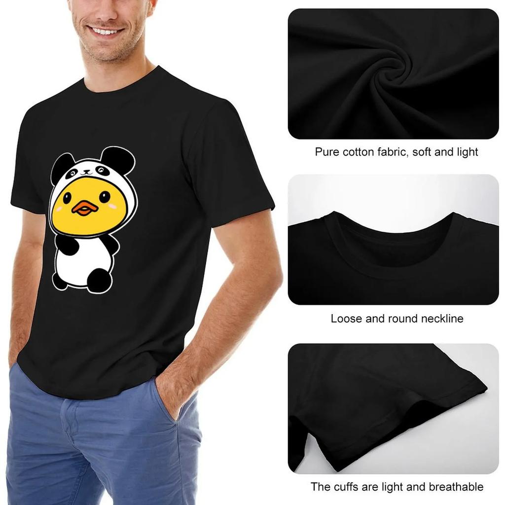 Cute Duck In Panda Suit T-Shirt Quick Drying Oversized T Shirt Designer Shirts Plain White T Shirts Men