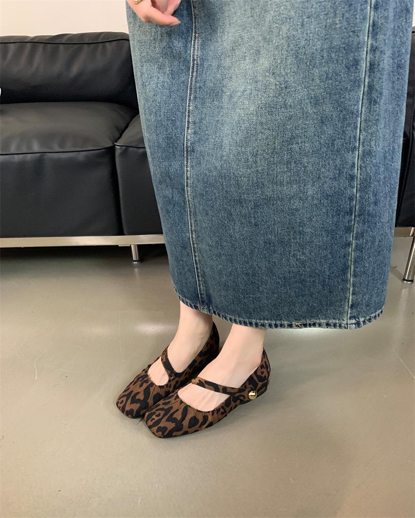 

~ Thick-soled bag head shoes for women to wear outside in summer French temperament fairy gentle evening wind heightening single shoes 39 цветной печати леопарда