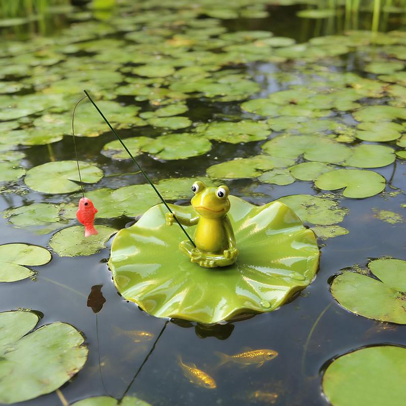 Outdoor Frog Statue Garden Koi Pond Resin Decoration, Frog Decor For Yard Fishing Statue Patio, Lawn Garden Decorative