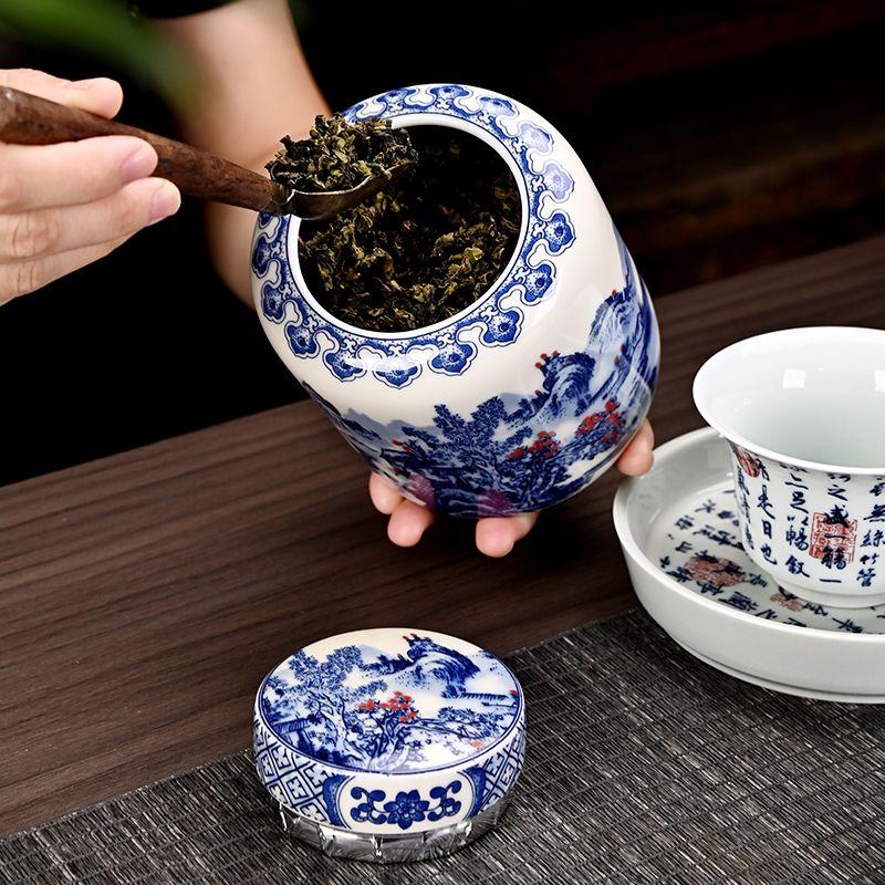 Chinesische Landschaftsmalerei Keramik Dekoration Krug Gerader Teekrug Haushaltsaufbewahrungsbehälter Süßigkeiten Kaffee Krug Heimdekoration