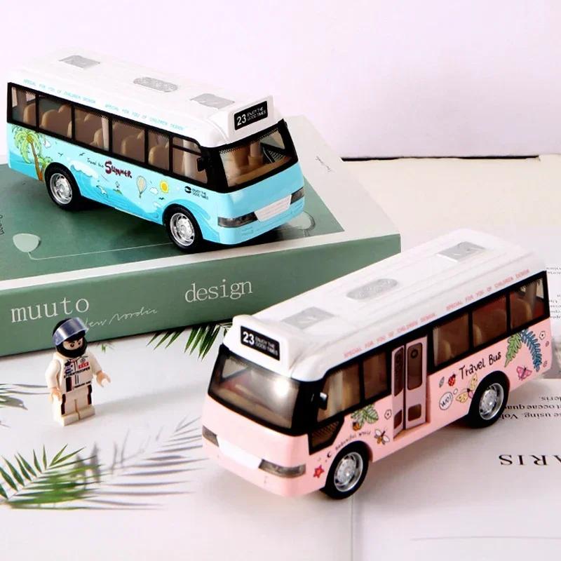 School Bus Toys Cars Die Cast Metal Little Cars City Bus With Sound And Light Up Friction Powered Cars Play Toys Gift For Kids