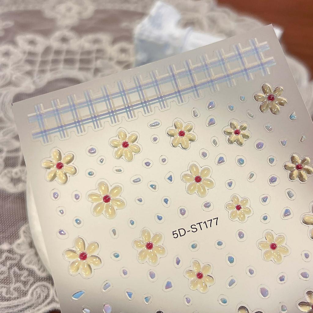 Simple sunflower decorative nail sticker Japanese 5D relief 3D three-dimensional nail sticker colored makeup sticker