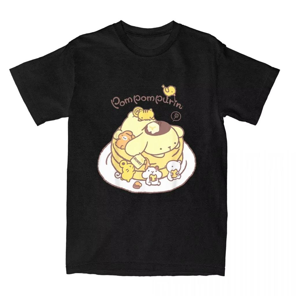 Maglietta Pompompurin Pancake Friends Uomo Donna Vintage Cotone Maglietta Girocollo Manica Corta Maglietta Regalo Vestiti