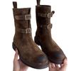 2026 Winter Retro Gürtelschnalle Western Cowboy Stiefel Kurze Motorradstiefel