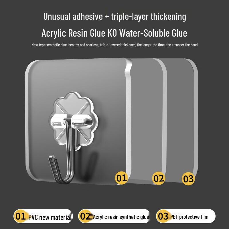 Fumede Thickened Punch-Free Transparent Adhesive Hooks