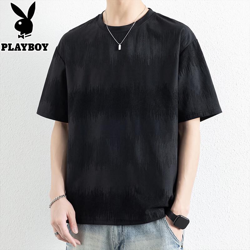 

Мужская футболка PLAYBOY с жаккардовой полоской, короткий рукав 4XL