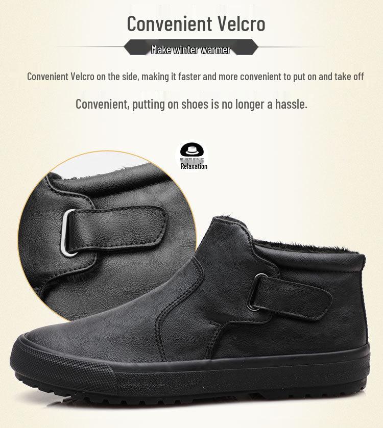 Men's 2026 Winter High-Top Casual Leather Shoes - Warm & Comfortable Korean Style Trendy Sneakers