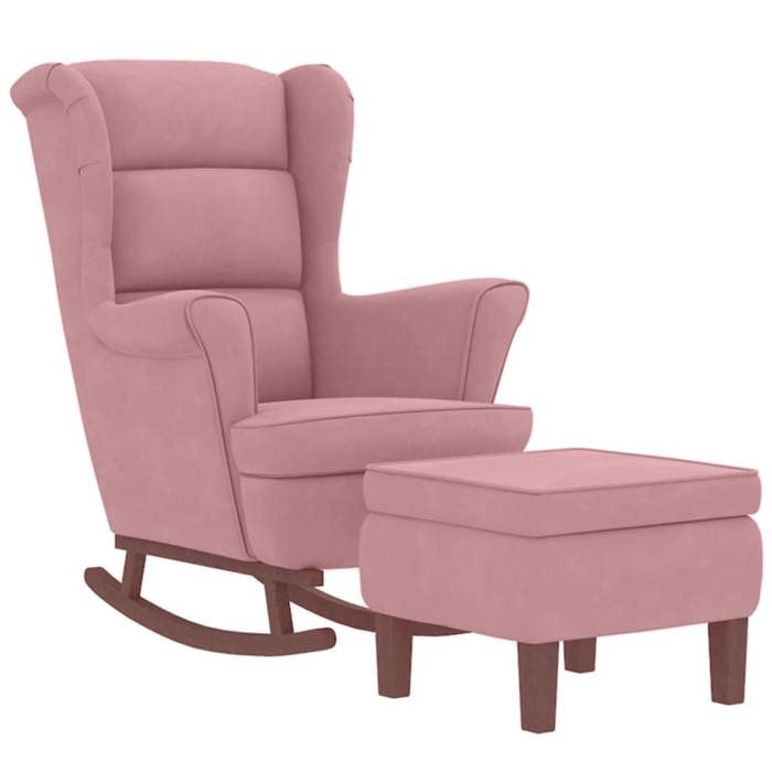 VidaXL Chaise à Bascule avec Pieds en Bois et Tabouret Fauteuil de Salon Relaxation Meuble de Salle de Séjour Chambre 3121234