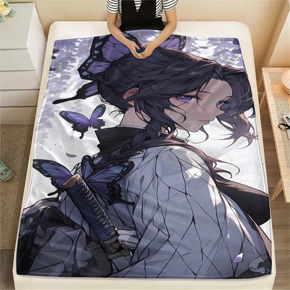 Shinobu Kocho Print Flannel Blanket,High quality Comfortable for All Seasons,Home Decor,Warmth and Comfort,Perfect for Christmas Gifts