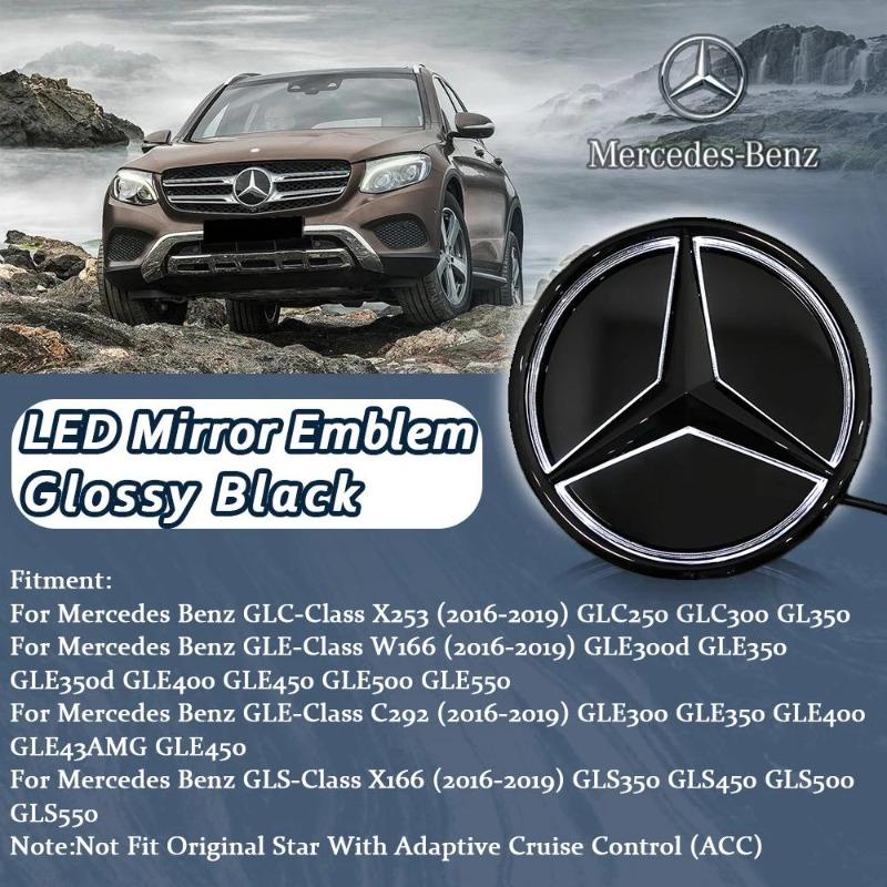 Glossy Black OE Style LED Front Grille Star Emblem Logo For Mercedes Benz GLC250 GLC300 GLC350 GLE400 GLE450 GLS350 GLS350 16-19