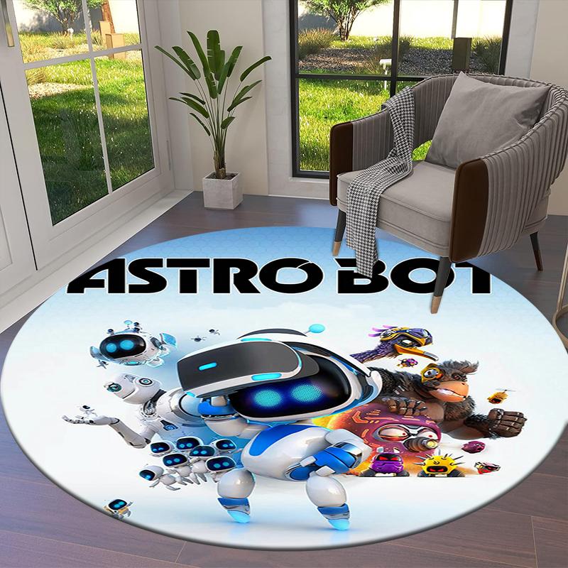 ASTRO BOT Runder Teppich, Teppich für Wohnzimmer Schlafzimmer Sofa Spielzimmer Dekoration, Rutschfeste Bodenmatte