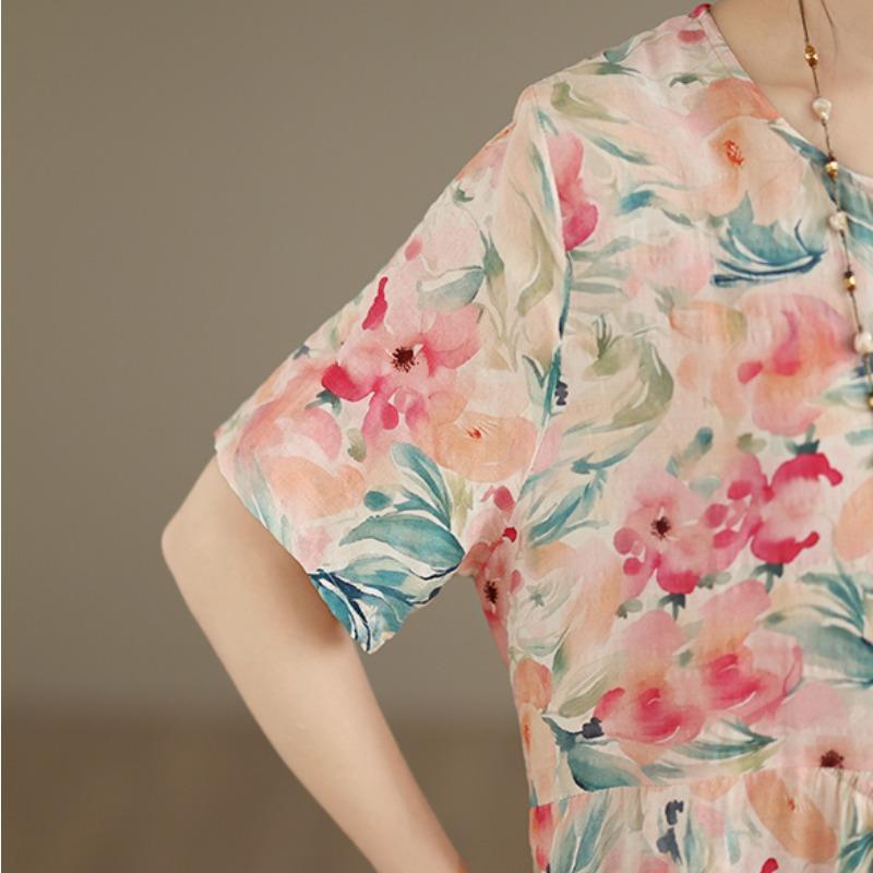DIMANAF New 2026 Sundress Women Plus Size Summer Casual Print Long Dress Cotton Loose Oversize Maxi Floral Beach Holiday