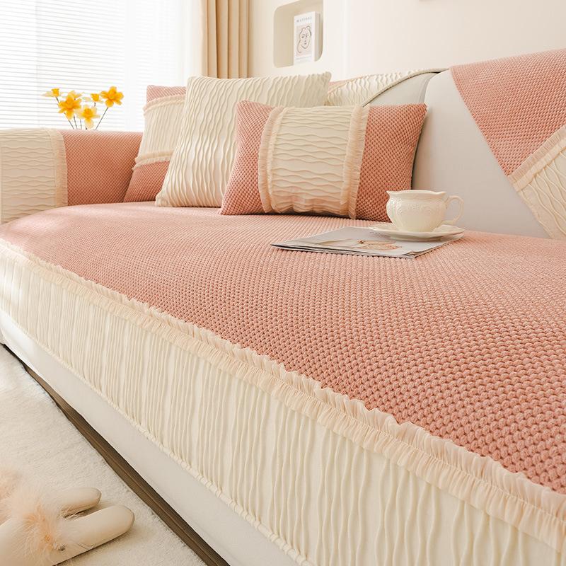 New French Cream Style Sofa Cushion Four Seasons Universal New Non-Slip Leather Sofa Cushion Sets Cover Cloth
