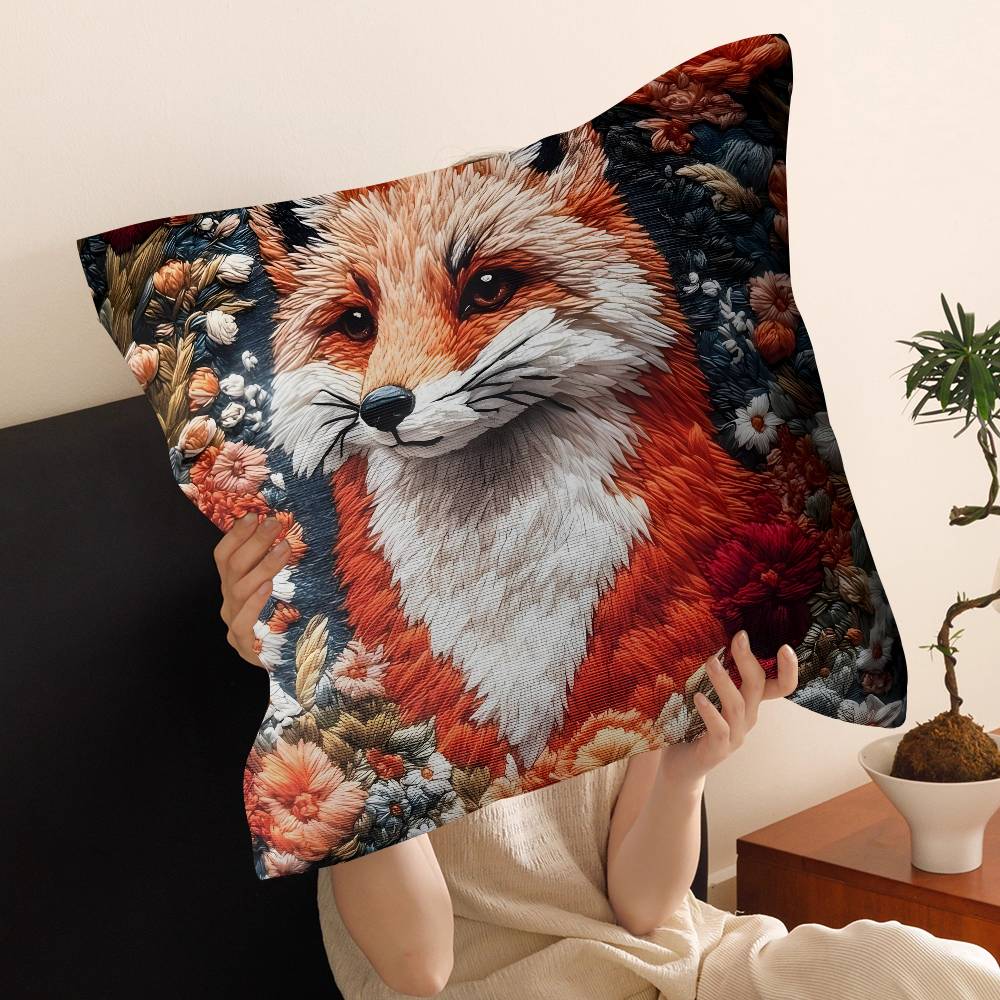 Anime Fox Printed Cushion Cover Inches Farmhouse Decor Home Throw Pillow Covers for Couch Decorations