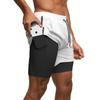 Men 2 In 1 Running Shorts Elastic Waist Drawstring With Liner Gym Wear
