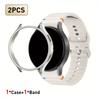 2pcs Strap & PC Case for Watch7/6/5/5Pro/4/FE Original Wave Stitch Color Buckle Semi-Covered Sweat-Proof for Sports