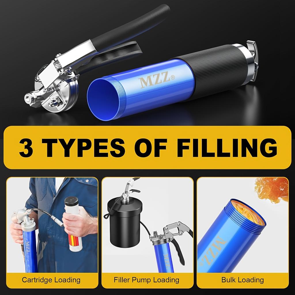 Grease Gun, 7000 PSI Heavy Duty Professional Pistol Grip Grease Gun Kit with Double Grease Injector Needle and Flex Hose