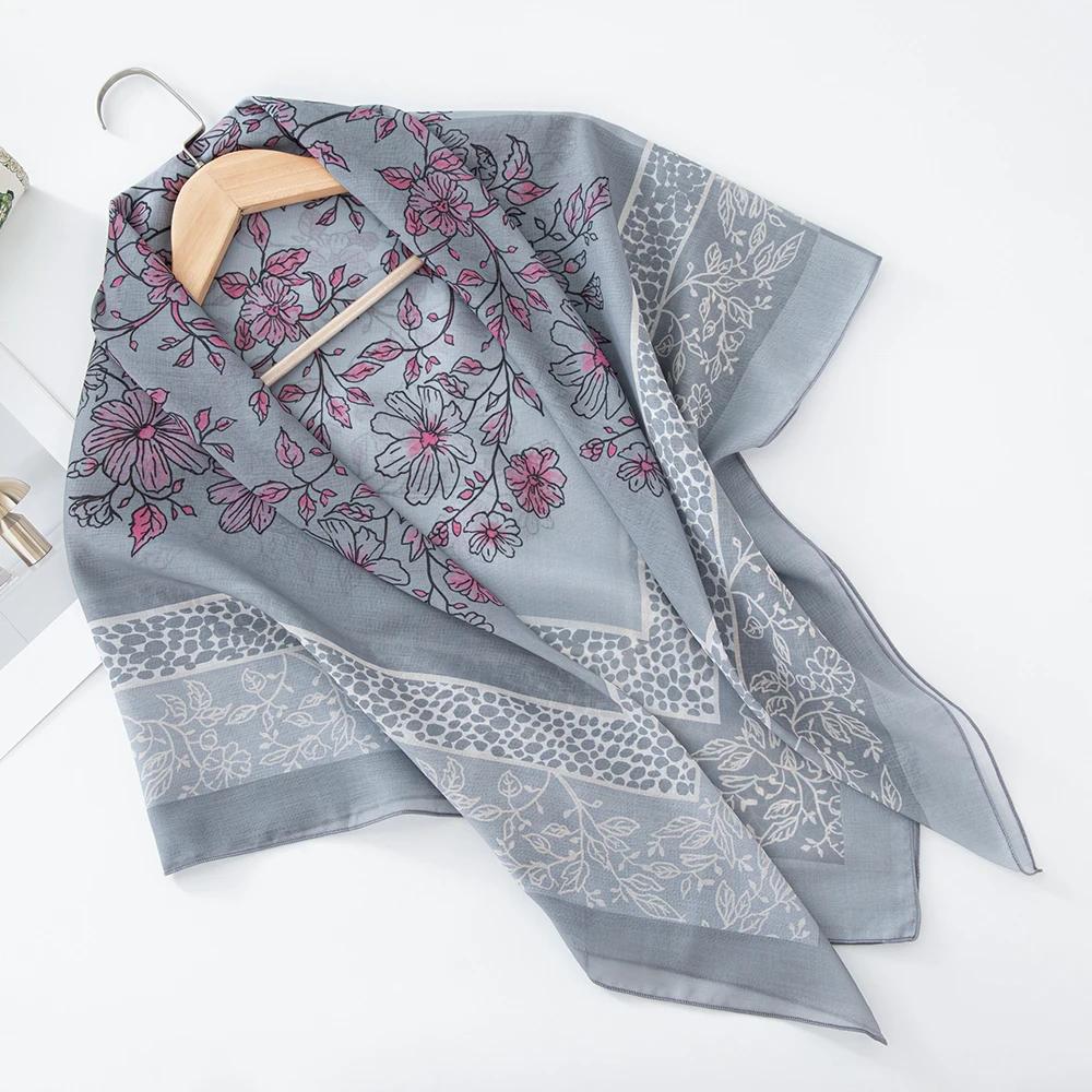 73Colors Malaysia Tudung Bawal Flower Print Hijab New Design Headscarf Premium Cotton Voile Soft Fashion Muslim Square Scarf