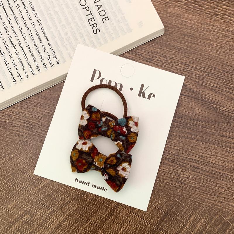 

Набор резинок для волос в корейском стиле с цветочным принтом - Резинки для хвостиков с бантами в приглушенный горошек и клетку