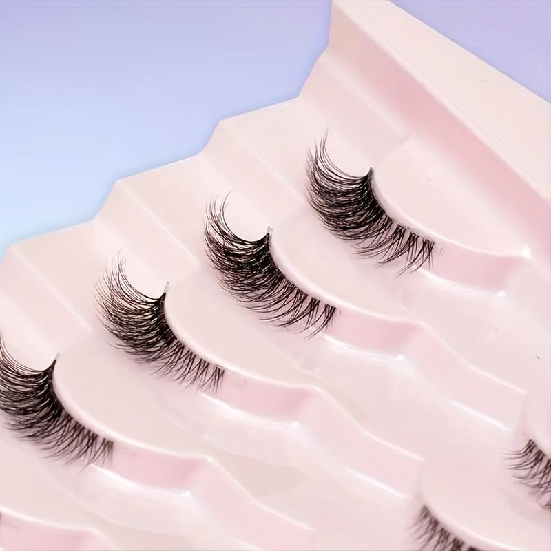 7 Pairs Of False Eyelashes With Transparent Stems, Elongated, Crossed And Thick Curly False Eyelashes