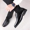 Fashion 2025 Spring Pointed Breathable Wedding Shoes for Men Fashion Designer Black Big Size Leather Shoes Male Lace Casual Dress Shoe