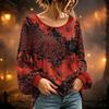 Women's Long Sleeve Neck Halloween Print T-Shirt for Casual Party Wear