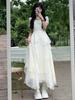 Elegant Niche Design Square Collar Puff Sleeve Dress for Women