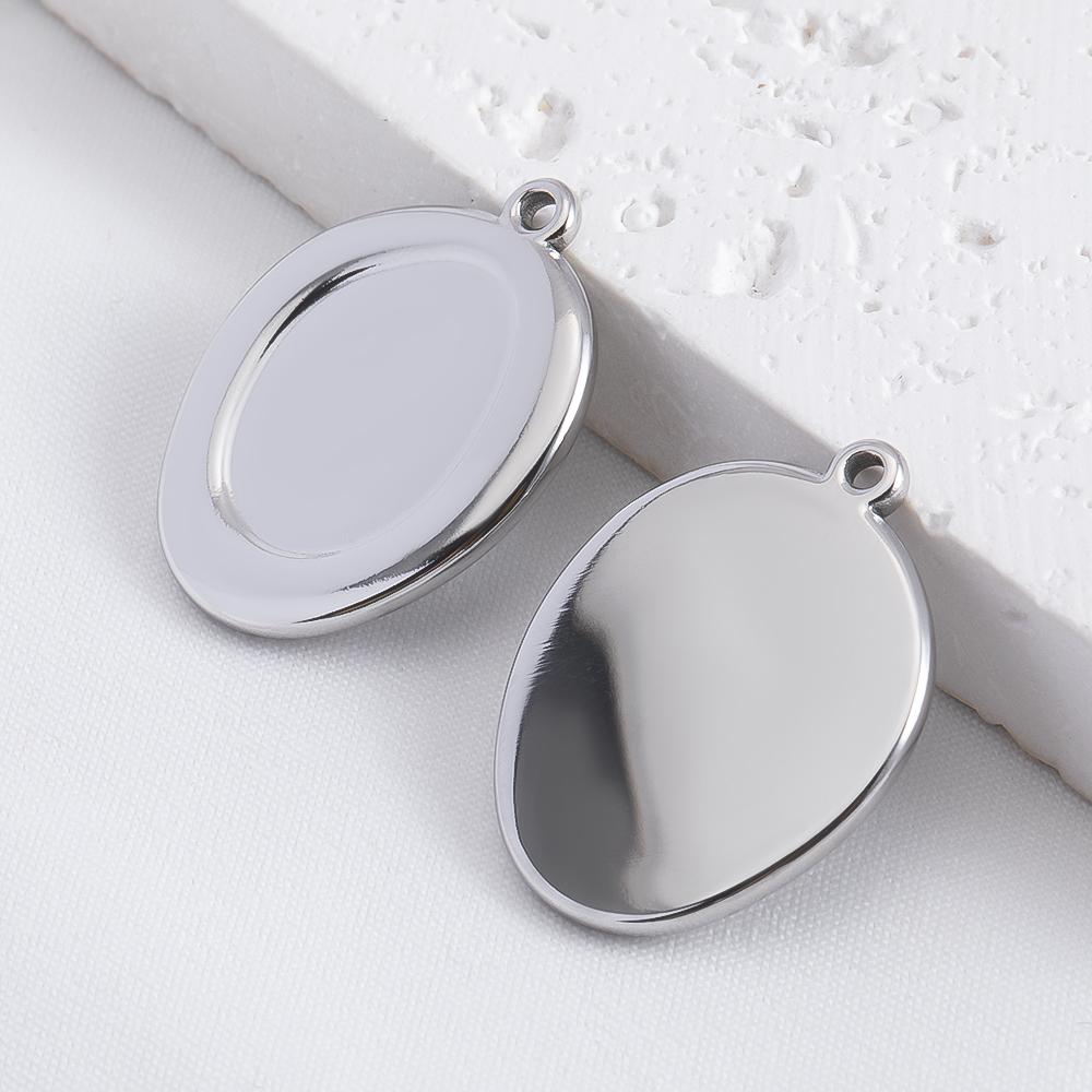 5 pièces Acier Inoxydable 18K Cadres Lune Ovale Bezels Vides Base Pendentif Cœur Géométrique Charme Boucle d'Oreille Fabrication de Bijoux