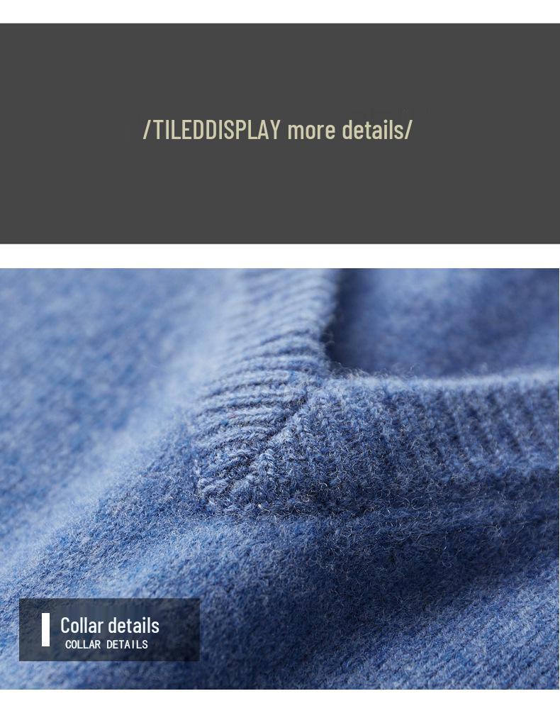 Men's Wool V-neck Sweater - Casual Loose Fit, Long Sleeve, Autumn/Winter Knitted Outerwear.