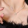 Ballet Style Bow Pink Diamond Broken Silver Necklace Women's New Super Fairy Sweet Niche Temperament Collarbone Chain Neck Chain